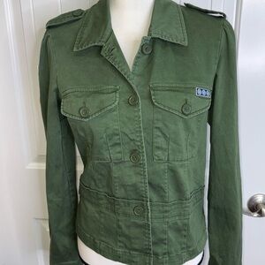 Vintage Abercrombie & Fitch Olive Military look Utility Jacket Patches buttons